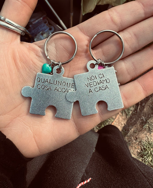 Coppia di portachiavi "Noi ci vediamo a casa"